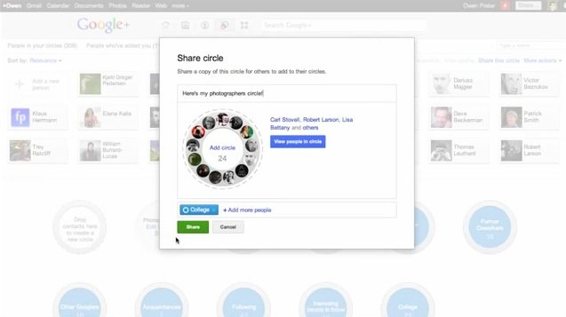 Google+ pozwala na dzielenie si krgami znajomych