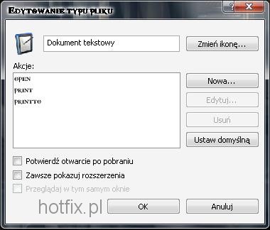 Edytowanie typu pliku